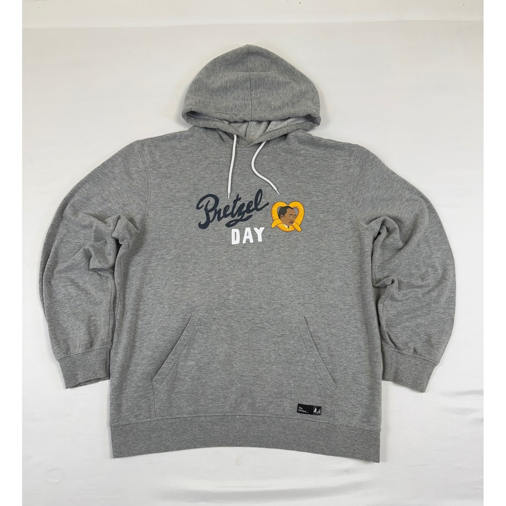 The Office Pretzel Day Hoodie Mens Large Heather Gray Stanley Hudson Graphic L